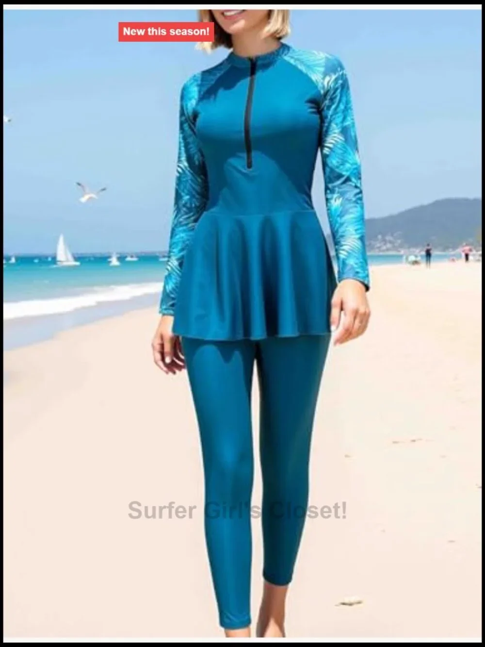 Full Coverage Burkini Rash Guard Swimwear UPF 50+ Modest Swim Top and Pants